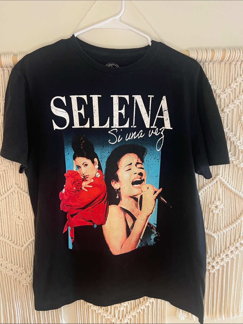 SELENA Graphic Tee - Black with Red and Blue Print